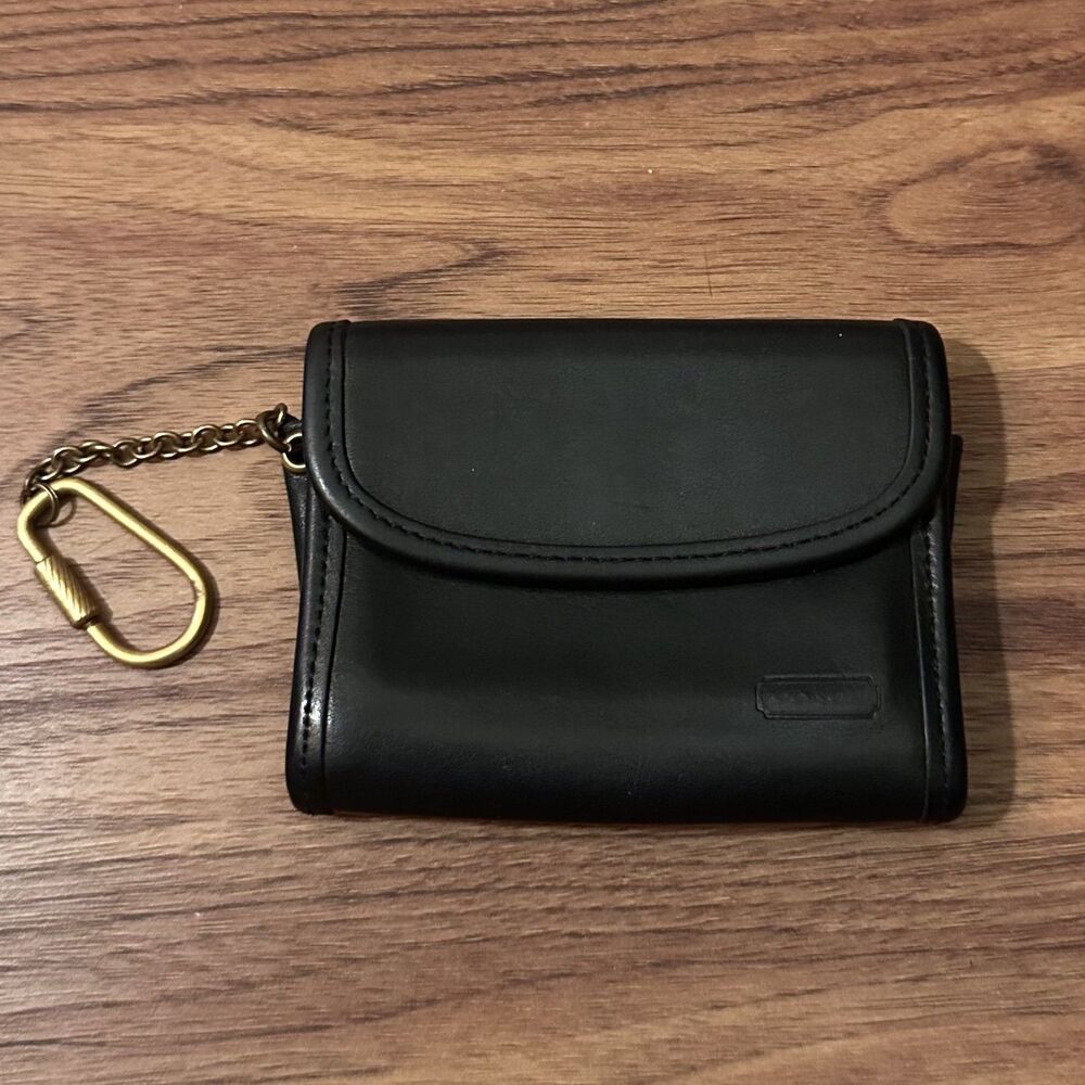 Vintage 90s Coach Multifunction Wallet Key Case Vintage Style 7219 Black Leather - Picture 1 of 5